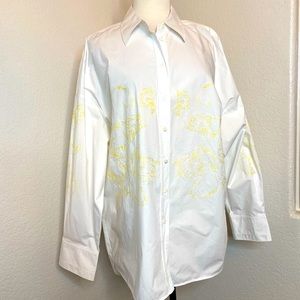 🆕 ESCADA white button down t shirt  embroidered